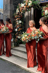 Asymmetrical Sleeveless Floor Length Bridesmaid Dress